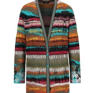 Ivko Sunset Coatigan Coat Cardigan NWT  Long Jacket Buttons V Neck 211603 42/XL